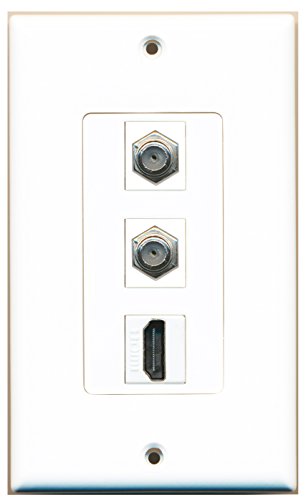 RiteAV - 1 Port HDMI 2 Port Coax Cable TV- F-Type Decorative Wall Plate - White