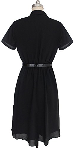 Chiffon OL Wear to Work Shirt Mini Dress เดรส แฟชั่นชุดทำงาน (no Belted) Babyonline Short Sleeve