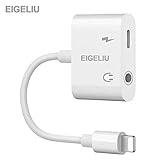 EIGELIU Headphone Jack Adapter Cable Car Charger Dongle AUX Audio Jack Earphone Extender Jack Stereo Cable (White)