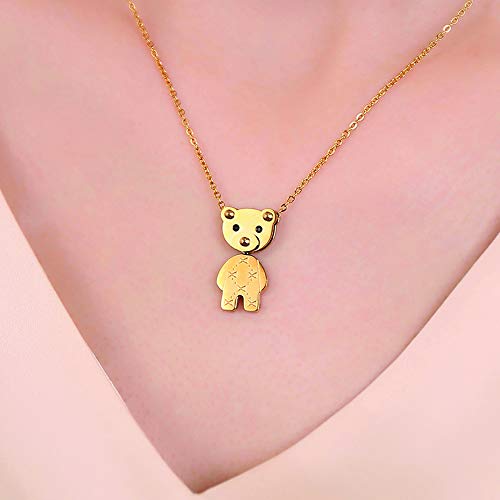 Jewel Valley 18k Gold Plated Teddy Bear Pendant Necklaces for Women with Limb-Rotating Design Cute Animal Jewelry Gifts with 16\'\' and a 2\'\' Extension Chain (Bear Necklace)