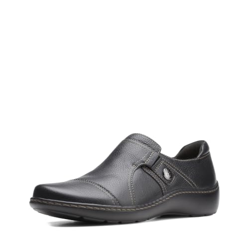 Clarks Mocassins Cora Poppy pour Femme, Noir marché, 44 EU