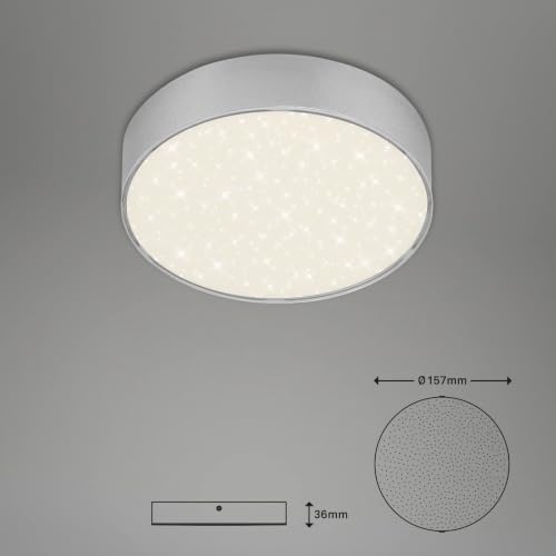 - LED Deckenlampe mit Sternenhimmel, rahmenlos, neutralweiße Lichtfarbe, LED Lampe, Deckenleuchte, Wohnzimmerlampe, Schlafzimmerlampe, Küchenlampe, 15,7x3,6 cm, Silberfarbig