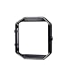 KADES Genuine Leather Retro Cowhide Bands with Stainless Steel Frame Compatible for Fitbit Blaze Smart Watch, Coffee Band+Black Frame(Silver Clasp)- Small