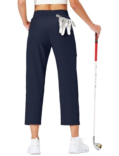Ksmien Women's Golf 7/8 Ankle Pants with 4 Pockets Navy Blue at Amazon
