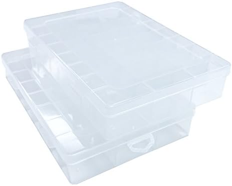 2pcs Organizer Jewelry Box Containers Plastic with Adjustable Dividers(24 Compartment) (White+White)