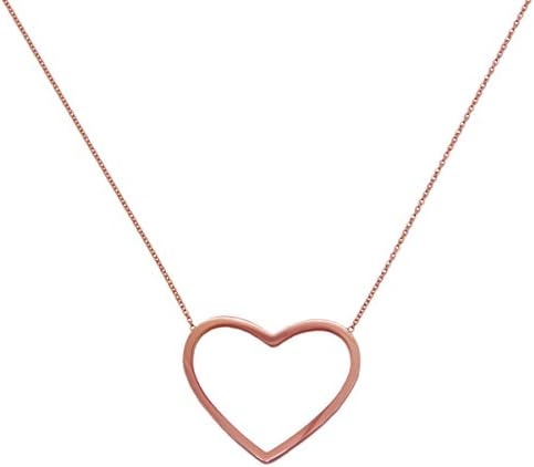 18k Rose Gold Stainless Steel Larg Heart Pendent Necklace