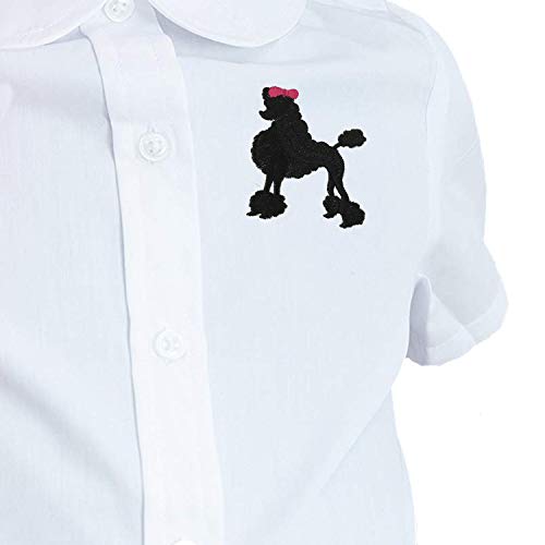 Girls 50s Costume Accessory Blouse - White Blouse w/Poodle Applique,Chiffon Scarf, Cat Eye Glasses,Poodle Socks, BK-10