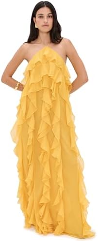 amur isabell strapless sweetheart pleated ruffled maxi dress AMUR Strapless Pleated Ruffled Maxi Dress
