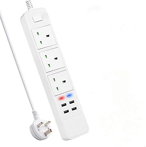 WiFi Smart Power Strip with 3 AC Outlets and 4 USB Ports Controlled by Amazon Echo Alexa Google Home via Android iOS Smartphone Tablets