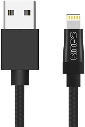 Kinps Apple MFi Certified Lightning to USB Cable Nylon Braided iPhone Charger Cord Super Long for iPhone Xs/XS Max/XR/X/8/8 Plus/7/7 Plus/6S/6S Plus/6/6 Plus/SE, iPad (10ft/3m, Black)