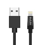 Kinps Apple MFi Certified Lightning to USB Cable Nylon Braided iPhone Charger Cord Super Long for iPhone Xs/XS Max/XR/X/8/8 Plus/7/7 Plus/6S/6S Plus/6/6 Plus/SE, iPad (10ft/3m, Black)