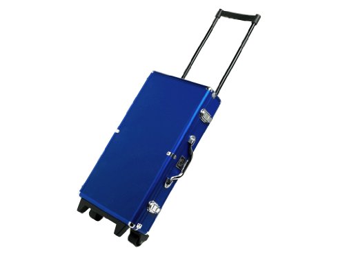 White Swan Mah Jongg Set - Blue Aluminum Wheel Case - Ivory Tiles, All-in-One Pushers