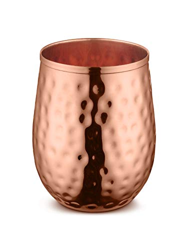 AVADOR Handcrafted Set of 4 100% Pure Copper Glass Drinkware Tumbler Hammered Finish 16 Oz. each for Water | Wine | Moscow Mules and More - Thumbnail 2