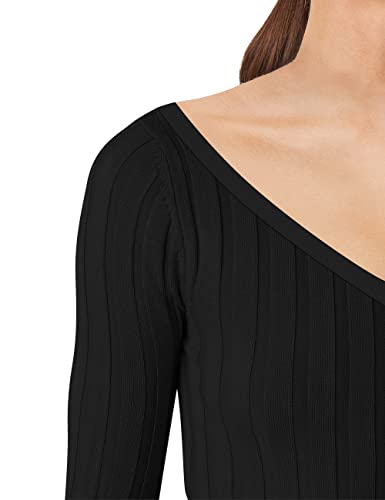 HATANT WOMEN’S RIB SWEATERS V-NECK V BACKLESS TUNIC PULLOVER SWEATER CLASSIC ELASTIC SOLID COLOR CASUAL LONG SLEEVE SWEATER FOR WOMEN V-NECK PULLOVER KNIT JUMPER TOPS WINTER CLOTHES HS-M