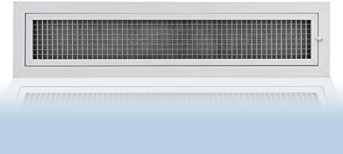 6 x 30 inch Ceiling or Wall Vent Cowl in Aluminum, Return Grille HVAC air Filter Provide Vent. Dice Core Eggcrate Grille for 1/2″ Filter. The Outer Measurement is 7,625″ Width X 31,625″ Peak. White.