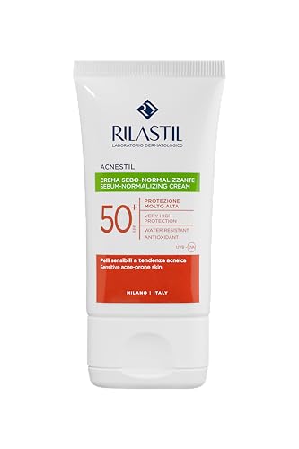 Acnestil Sebum-Normalisierende Creme, Beruhigende und Mattierende Wirkung, Sonnenschutz, Für Empfindliche, Zu Akne Neigende Haut SPF 50+, 40 ml Packung