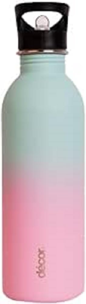 Décor Snap n Seal 1L Stainless Steel Water Bottle with Straw, BPA Free - Leakproof Metal Flask with Carry Handle for School, Travel, Work & Gym - Ideal Drinking Bottle for Kids & Adults - Ombre. — image 1