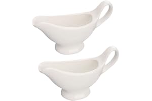 YARDWE 2pcs Ceramic Gravy Boats with Handle Condiment Saucier for Sauces Vinegar and Spices for Home Kitchen Party and Restaurant Use