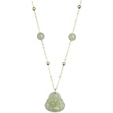 AMINKINA 14K Gold Buddha Necklace with Natural Jade Pendant, Unique Birthday or Birthday Gift for Women, Ideal for Wife or Mother