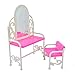 Barbies Dolls Bedroom Pink Plastic Dressing Table And Chair Set Toy Dollhouse Miniature Furniture for Baby Kids Girls Playroom Party by SamGreatWorld