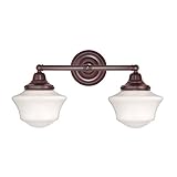 Schoolhouse Bathroom Light with Two Lights in Bronze Finish