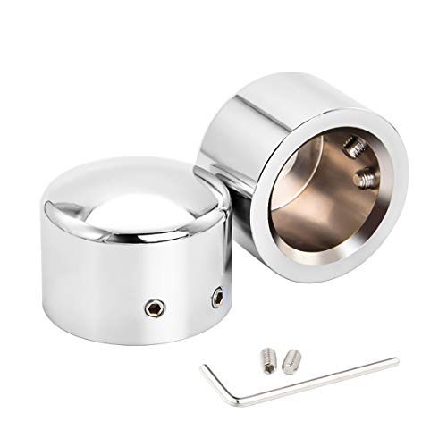 Lalaparts Chrome Front Axle Nut Cover Caps Compatible for Harley Softail Sportster Road King Electra Street Glide 2002-2020