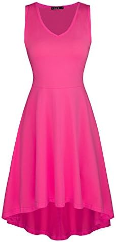ININ Women's Sleeveless Casual Loose Basic Cotton Dress(Rose,M)