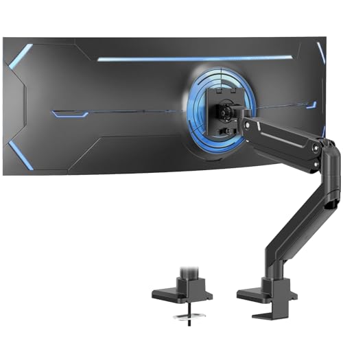 PUTORSEN 17-49 Inch Monitor Mount, Max 20 kg, Premium Aluminium Screen Mount for Flat/Curved Monitor with VESA 75 x 75/100 x 100 mm, Gas Spring Monitor Desk Mount