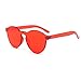 Armear Women Oversized Retro Rimless Round Sunglasses Tinted Red One Piece Lens Frameless Glasses