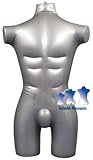 Inflatable Mannequin, Male 3/4 form, Silver