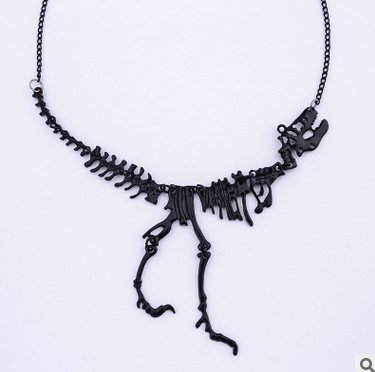 Gentlecarin Vintage Dinosaur Pendant Necklace Collar Fashion Jewelry for Women (Black)