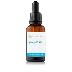 Nutrivitality Liquid Vitamins D3 & K2 (Dropper Bottle) – Highest Absorption, 3000IU/3000IU, 30ml, 100 doses Calcium…