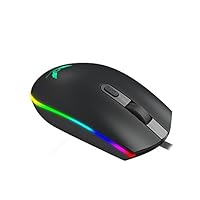 Yooha Gaming Mouse Wired LED Backlight RGB Optical Mouse 1600DPI 4 Buttons Ergonomic USB Wired Mouse for Laptop PC Windows Mac OS Games & Work(Black)