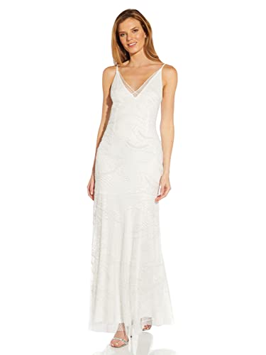Adrianna Papell Beaded Mesh Gown, Ivory, 14