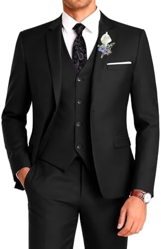 JOYLYJOME Men's Suit 3 Pieces Slim Fit Wedding Suit for Men Formal Prom  Tuxedo Bussiness Suit Jacket Vest Pants with Tie, Black, X-Large price in  Saudi Arabia | Amazon Saudi Arabia