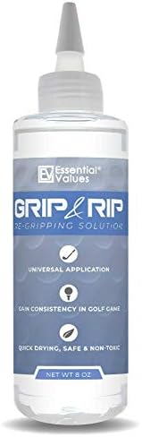 Essential Values Golf Grip Kit (8 Fl Oz) | Made in USA, Golf Solvent – Double The Solution Compared to Other Brands – Excellent for Quick & Easy Regripping of Golf Clubs Essential Values Golf Grip Kit (8 Fl Oz) | Made in USA, Golf Solvent – Double The Solution Compared to Other Brands – Excellent for Quick & Easy Regripping of Golf Clubs