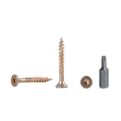 300 Stück gelb verzinkt Stahl 4,0 x 35 mm Holzschrauben Torx Kopf Typ 17 Senkkopf Spanplattenschrauben (300, 4,0 x 35 mm…