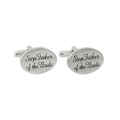MENDEPOT Matte Silver Tone Wedding Series Cuff Link With Gift Box (Step Father of the Bride)