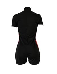 One Pieces Sexy Jumpsuit Set for Women Crew Neck Short Sleeve Stripe Bodycon Rompers