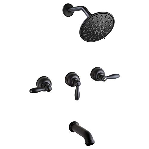 Matte Black 3 Handle Tub And Shower Faucet Set With 6 Spray Shower Head Bathtub Faucet Set With Tub Spout Bathroom Mixer Tub And Shower Trim Kit With Valve Pricepulse
