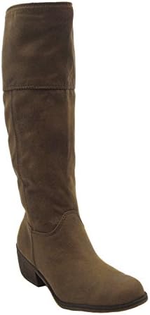 Blue Womens Suede OR Synthetic Low Heel Mid Calf Fashion Dress Boots 2017 -CALAPARI-B Tan B-2-6.5