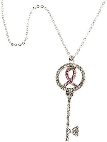 JCO LLC Crystal Key with Pink Bow Pendant & Chain Fashion Necklace