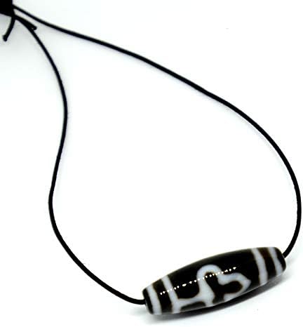 Old Tibetan Agate Dzi Bead Energy Pendant Necklace On Adjustable Cord (Bodhi Enlightenment Dzi Bead for Protection and for Happiness)