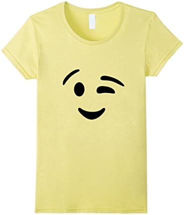 Womens Cute Wink Emoji Face Halloween Costume T-Shirt XL Lemon
