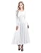 YiZYiF Women's Liturgical Praise Dance Dress with Long Sleeve Round Neck Skirt Costume White Large