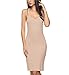 Bluetime Women's Sexy V Neck Spaghetti Strap Full Slips Straight Dress Sleepwear