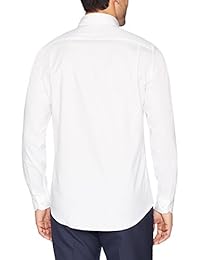 Brand - Camisa de vestir sólida con cuello abotonado y botones ajustados para hombres, algodón Supima, sin hierro