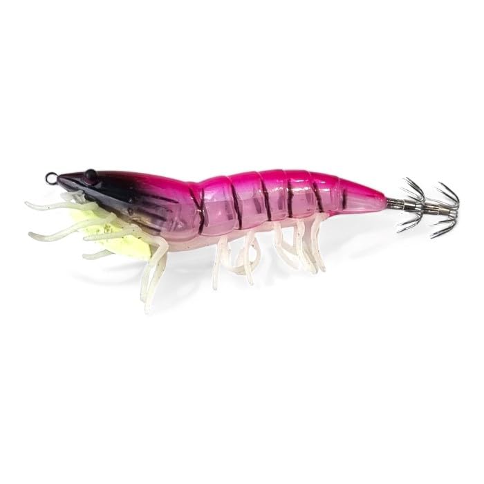 Squid Fishing Lure Prawn Shrimp | With Rattle Luminous Legs | 11.5cm / 22g| FISHIN ADDICT (HOT PINK)