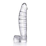Utimi Dildo Glass Dong with Testicles