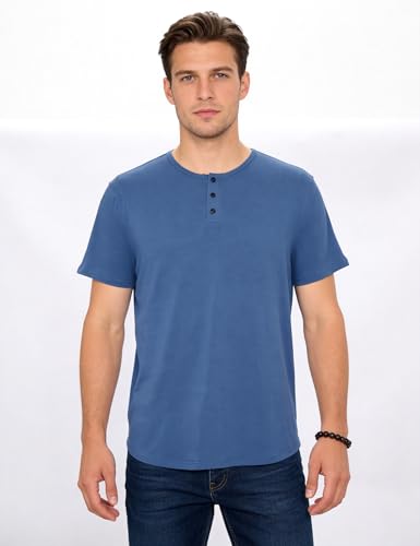 iClosam Men's Short-Sleeved Henley T-Shirt, Slim Fit Elastic Cotton, Basic Casual for Summer, Daily and Going Out with Plain Style